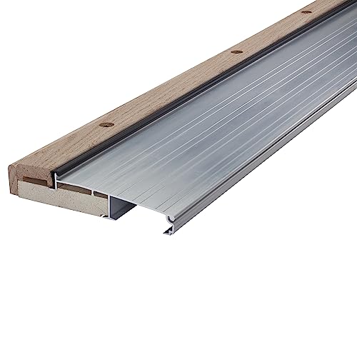 MD Building Adjustable Aluminum & Hardwood Threshold, Silver - Image 2