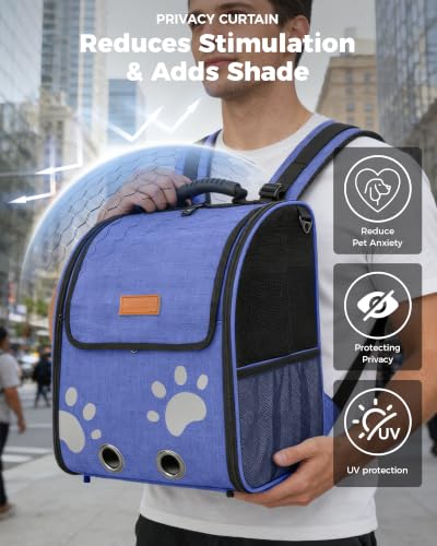 Outdoor Pet Backpack for Cats & Small Dogs, Hiking Travel, Blue - Image 5