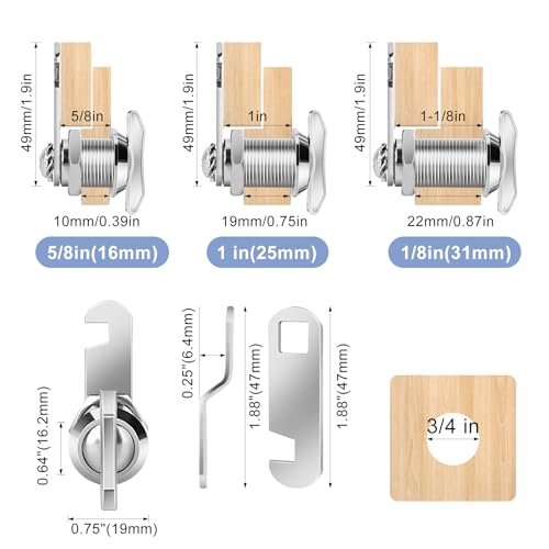 Thumb Operated Offset Cam Lock, 1" Cylinder Fits on 0.7" - Image 3