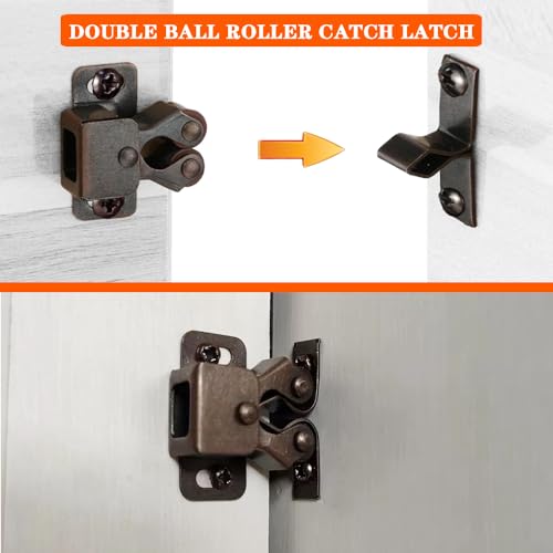 4 Pack Cabinet Latch Double Roller Catch for Cupboard - Image 4