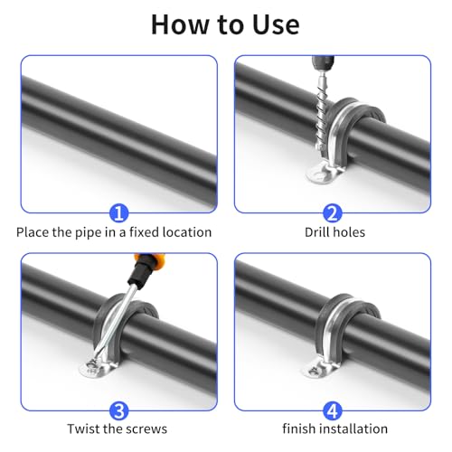 1 Inch Reinforced Rigid Pipe Strap,Rubber Coated Insulated Clamps - Image 5