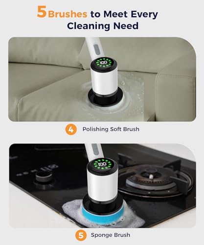 Electric Spin Scrubber, Cordless Long Handle, 5 Attachments - Image 6