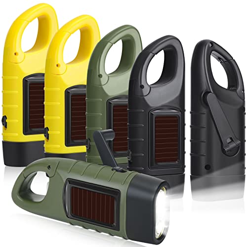 6 Pack Hand Crank Flashlights Solar Powered Flashlight, Green - Image 2