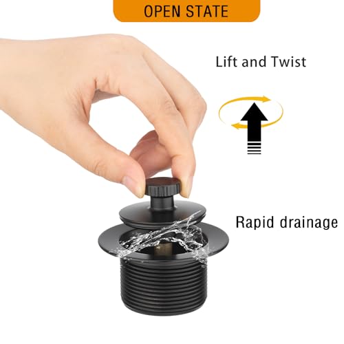 (1 Pack) Yariwiz 1-1/2" Matte Black Bathtub Tub Drain Kit - Image 7