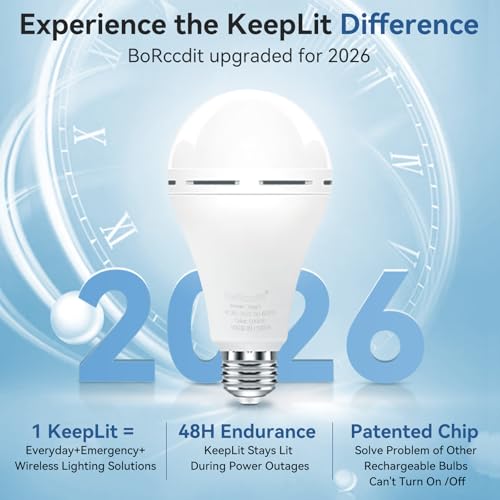 KeepLit 8PK Emergency Rechargeable Light Bulbs, 48H Battery - Image 6