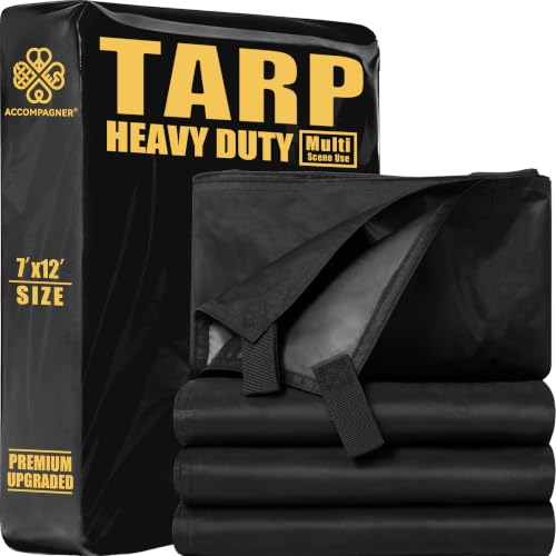 Accompagner Black Tarps Heavy Duty Waterproof 7x12ft, Thick Vinyl - Image 2