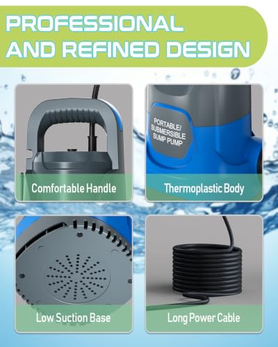 1.6HP Submersible Water Draining Sump Pump, 7500GPH High Flow - Image 5