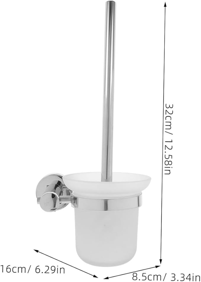 Garneck Stainless Steel Toilet Bowl Brush with Holder Long Handle Bathroom Cleaning Brush for Deep Scrubbing Glass Cup Storage Gentle Non-Scratch Bristles for Spotless Home Maintenance