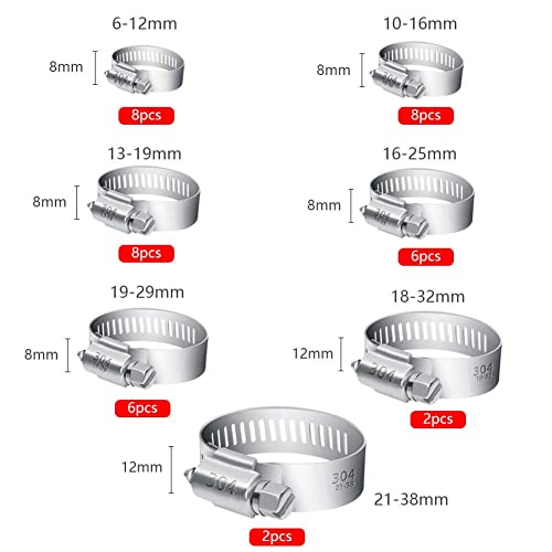 Selizo 40Pcs Hose Clamp Including 7 Sizes Adjustable Pipe | Hand Tools - Image 3
