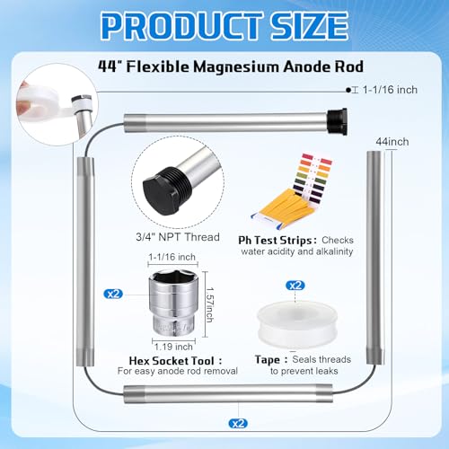 2 Pack 44" Flexible Magnesium Anode Rod for Hot Water | Hand Tools - Image 3
