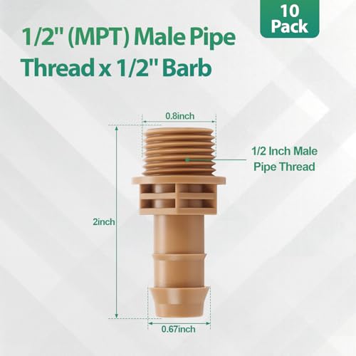 RedChili 1/2 Inch Drip Irrigation Fitting To 1/2 Inch Male Hose - Image 3