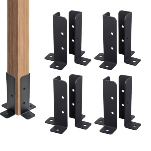 8 Pcs Wood Posts Base for Deck Plate Pergola Brackets Fence Kit - Image 2