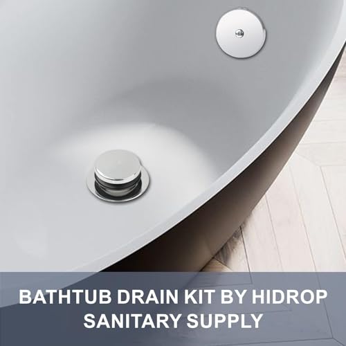 Chrome Tip Toe Tub Drain Kit, 1-Hole Overflow Faceplate - Image 3