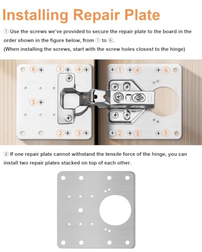 20 Pcs Cabinet Hinge Repair Plate Kit with 120 Pcs Screws, Sliver - Image 6