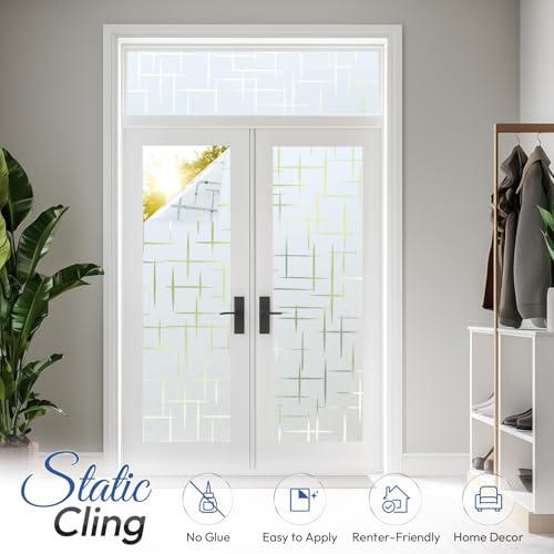 rabbitgoo Frosted Window Privacy Film, Cross Pattern - Image 6