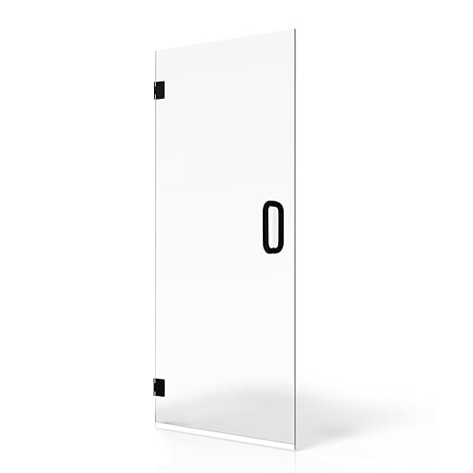 Fab Glass and Mirror Frameless Shower Door - 3/8" SGCC Tempered Safety Glass with SmartGuard Coating - Single Hinged Design - 28" x 84" Matte Black Finish