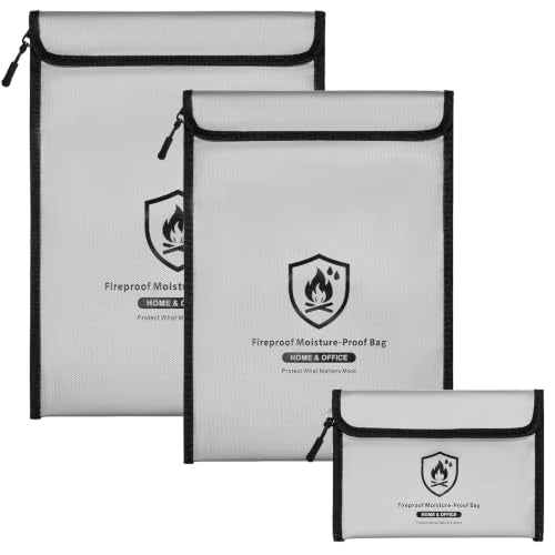 BBMars 3 Pack Fireproof Waterproof Document Bag, Zipper Money - Image 2