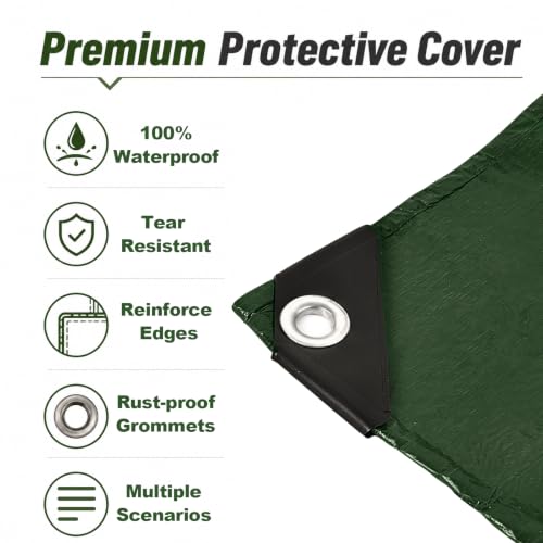 8x10 FT General Green Tarp, 8 Mil Tarp Waterproof - Image 4