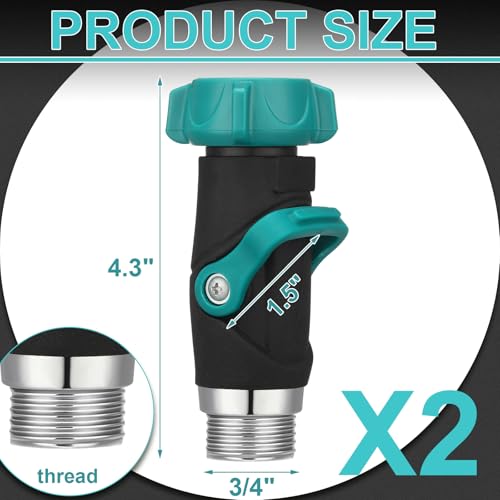 2 Pcs Hose Shut off Valve 0° Straight, 3/4 Inch Metal Garden - Image 3