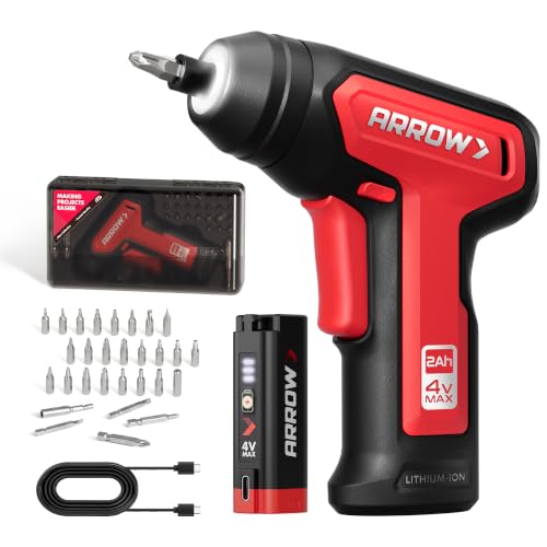 Arrow 4V Cordless Electric Screwdriver Kit, 28 Bits - Image 2