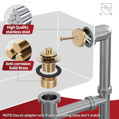Lift Turn Tub Drain Trim Kit with One Hole Overflow - Image 7