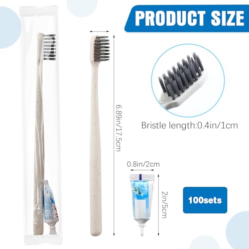 Uiifan 100 Sets Disposable Toothbrush with Toothpaste - Image 3