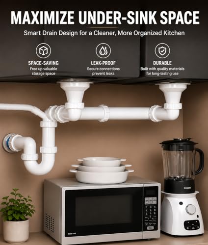 1-1/2" Kitchen Sink Drain Kit, Space-Saving Rear P-Trap - Image 4
