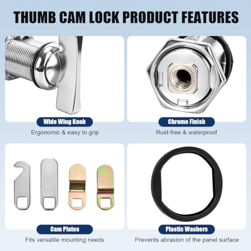 6 Pack 5/8" Thumb Operated Cam Lock Latch, Keyless RV - Image 5