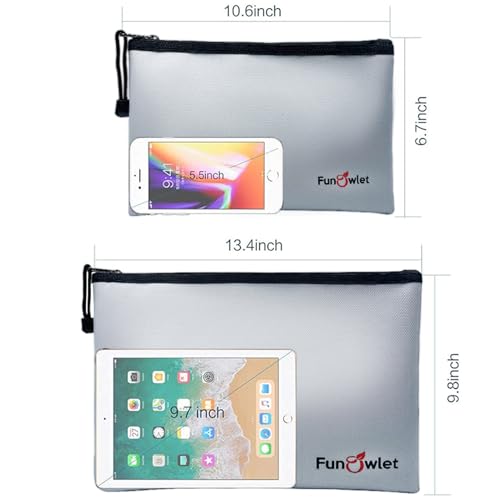 Fireproof Waterproof Money Document Bag, 2Pack Safe Pouch Gray - Image 3