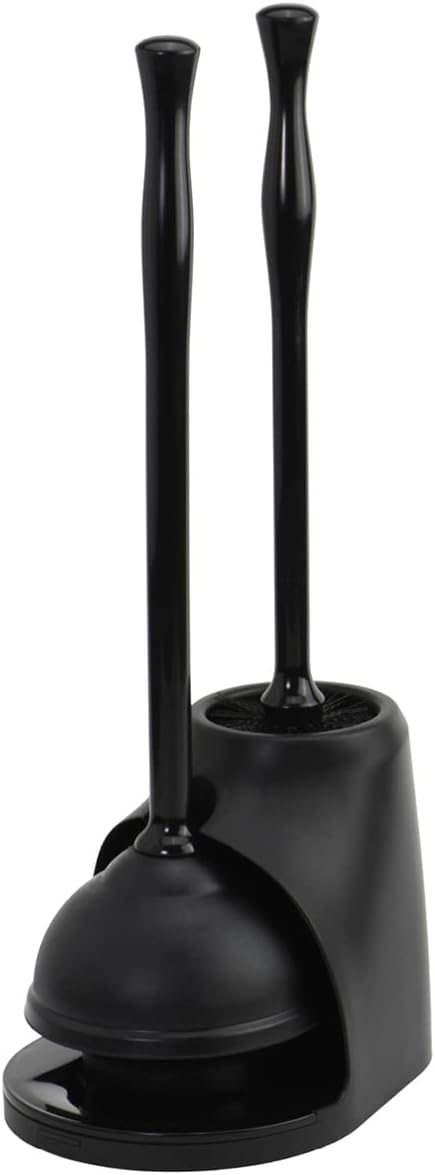 Casabella Bowl Brush & Plunger Combo - Heavy-Duty Toilet Plunger and Cleaning Brush, Ergonomic Handles, Durable Bowl Brush, Tackles Tough Clogs, Discreet Storage