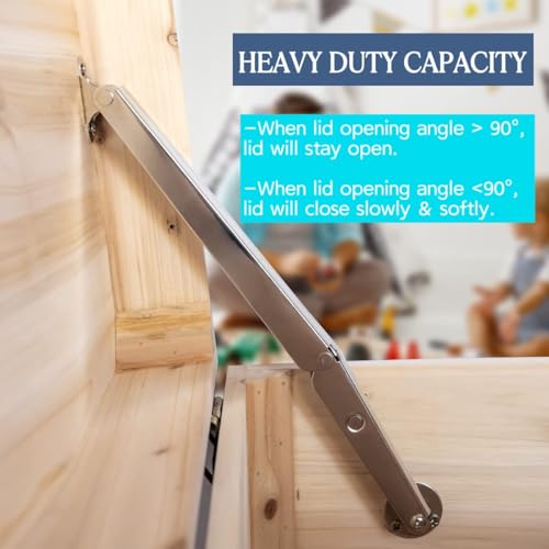 250N Heavy Duty Soft Close Lid Support Hinge, Chest Hinges - Image 3