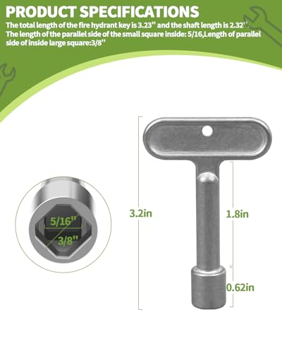 3/8'' Hydrant Key Compatible with Zurn P1300-PART-13-KEY | Hand Tools - Image 3