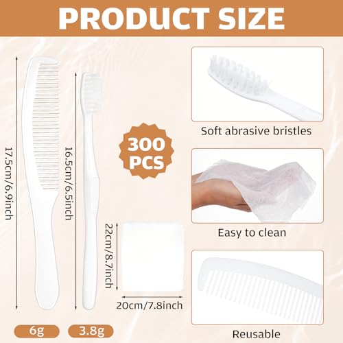 Hushee 300 Pcs Disposable Toothbrush Comb Towel Set - Image 5