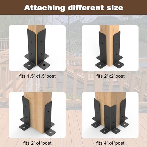 4 Pcs Adjustable Deck Post Anchor Base Bracket Fit 1.5x1.5,2x2 - Image 5
