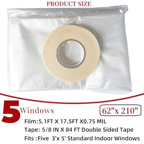 5-Window Shrink Film Window Insulation kit（62-Inch x 210-Inch） - Image 5