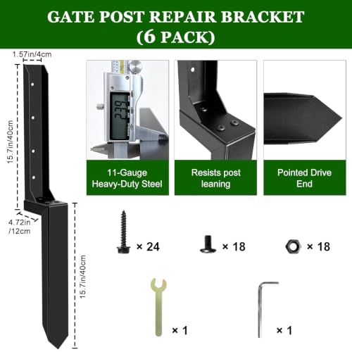 6 Pack Fence Post Repair Kit, Fence Post Anchor Ground Stakes - Image 3