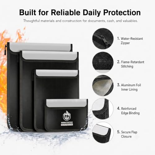 Andyer 4 Pack Fireproof Document Bags (5200℉), Waterproof - Image 6