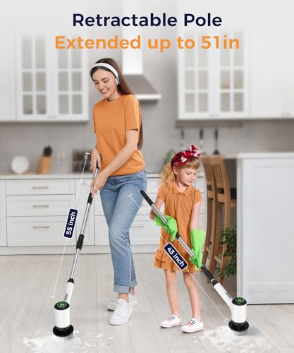 Electric Spin Scrubber, Cordless Long Handle, 5 Attachments - Image 7