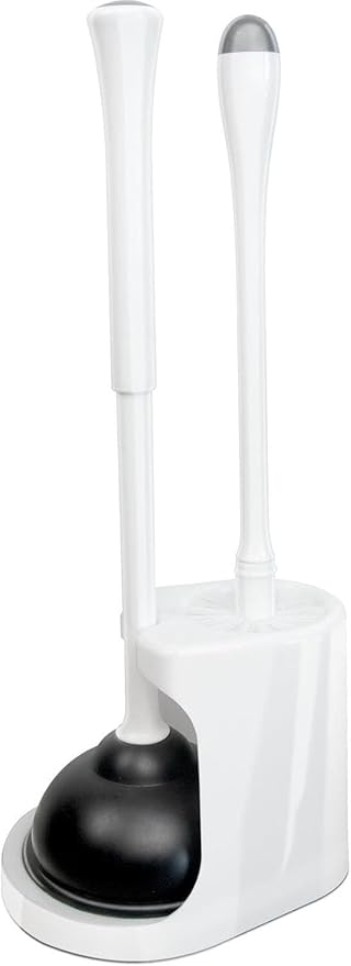 CELOX Toilet Brush and Plunger Set, Toilet Bowl Brush and Holder, Toilet Brush and Holder Set, Bright-White