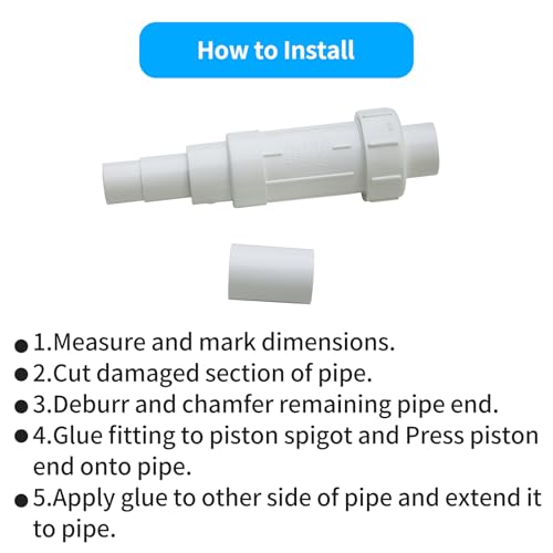 LESSO 1 inch PVC Pipe Repair Coupling Kit, SCH40 White, 2 Sets - Image 5