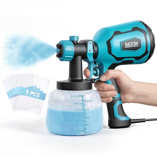 SEESII Paint Sprayer,1400ML HVLP Paint Gun with 4 Nozzles - Image 2