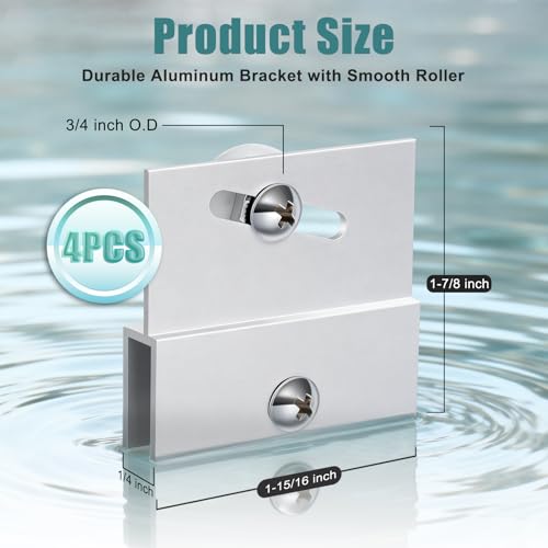 (4-Pack) M 6054 Frameless Shower Door Rollers Top Bracket - Image 3