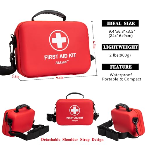 First Aid Kit 340 Piece, Premium Waterproof Hard Shell Medical - Image 4