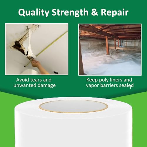 Vapor Barrier Tape 4" x 180', 9Mil White Polyethylene for Pipe - Image 5