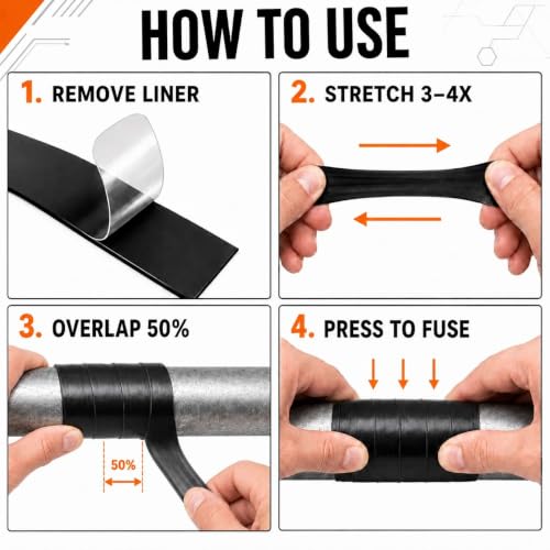 Self Fusing Silicone Tape for Repair and Sealing (1" x 5' - Image 5