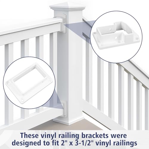 Beeveer 8 Sets Vinyl Fence Railing Bracket Kit with Screws - Image 5