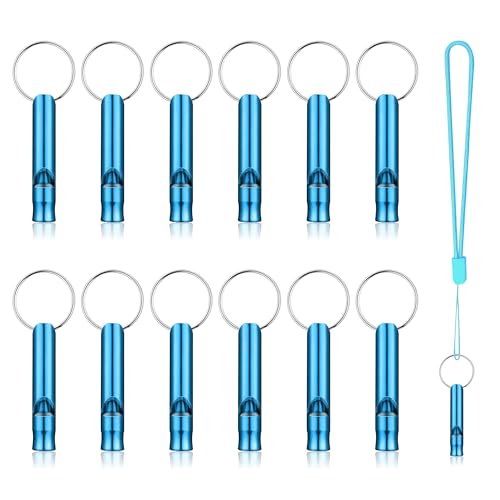 12Pcs Hiking Camping Survival Aluminum Whistle, Key Chain - Image 2