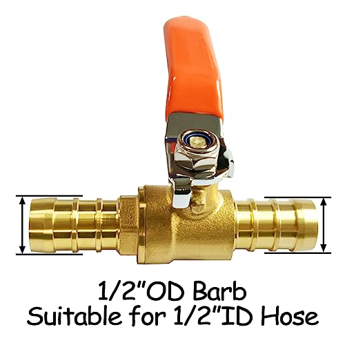 Brass 1/2" Hose Barb Ball Valve, 2PCS - Image 3