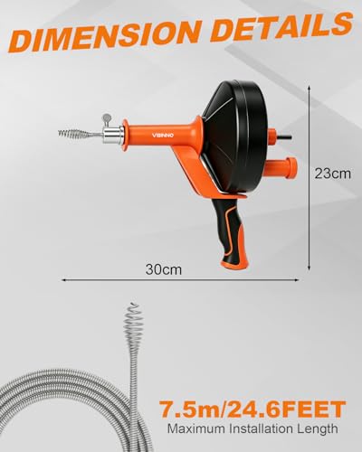 Drain Auger 25Ft, Drain Snake Auger Kit With Drill Adapter - Image 3