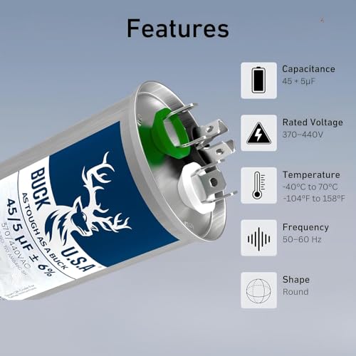 Buck 45+5uF 45/5 MFD ±6% CBB65B Dual Run Round Start | Pet Essentials - Image 3
